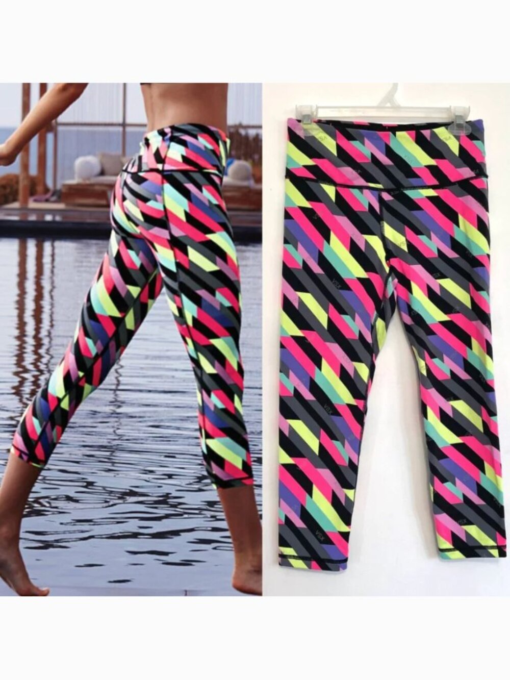 VICTORIA'S SECRET SPORT VSX VS Knockout Capri Geometric Cropped Tights Leggings